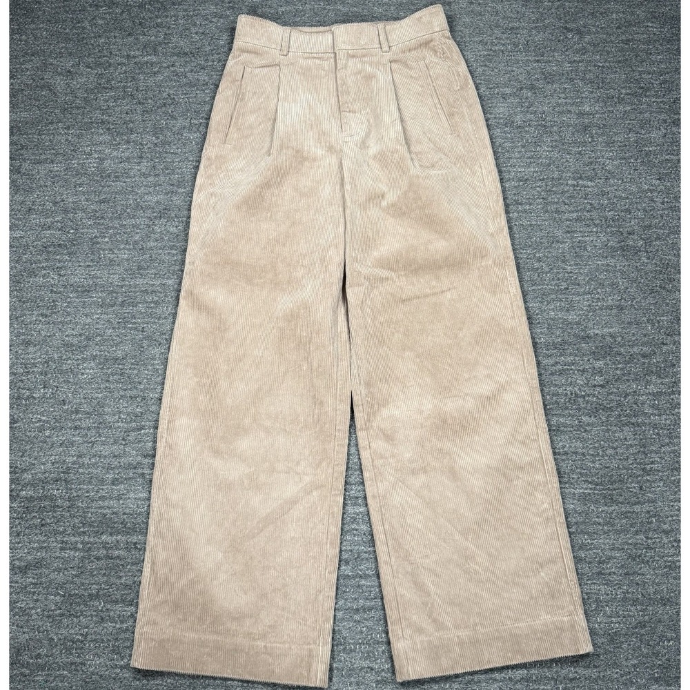 Everlane The Corduroy Way High Drape Pants Women 6 Taupe Wide Leg Pleated Career